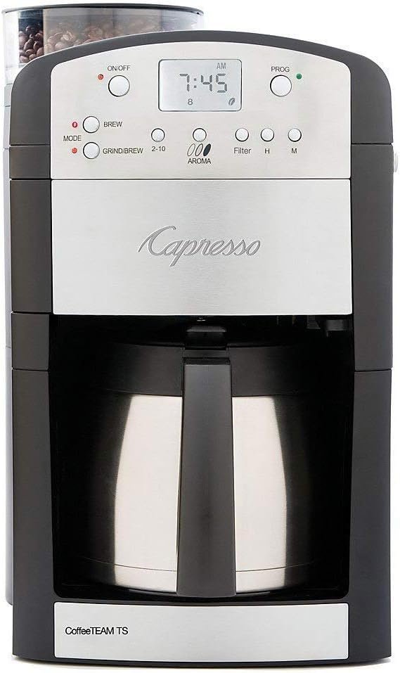 Capresso 465 CoffeeTeam TS 10-Cup Digital Coffeemaker with Conical Burr Grinder and Thermal Carafe
