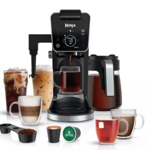 Ninja CFP301 DualBrew Pro Specialty 12-Cup Drip Maker with Glass Carafe, Single-Serve for Coffee Pods or Grounds, with 4 Brew Styles, Frother & Separate Hot Water System, Black