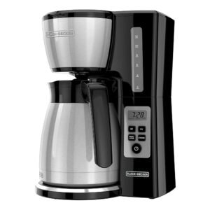 BLACK+DECKER 12 Cup Thermal Programmable Coffee Maker with Brew Strength and VORTEX Technology, Black/Steel BLACK+DECKER 12 Cup Thermal Programmable Coffee Maker with Brew Strength and VORTEX Technology, Black/Steel