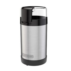 BLACK+DECKER One Touch Coffee Grinder, 2/3 Cup Coffee Bean Capacity, Spice Grinder, One Touch Push-Button Control -150 Watts -Stainless Steel Blades BLACK+DECKER One Touch Coffee Grinder, 2/3 Cup Coffee Bean Capacity, Spice Grinder, One Touch Push-Button Control -150 Watts -Stainless Steel Blades