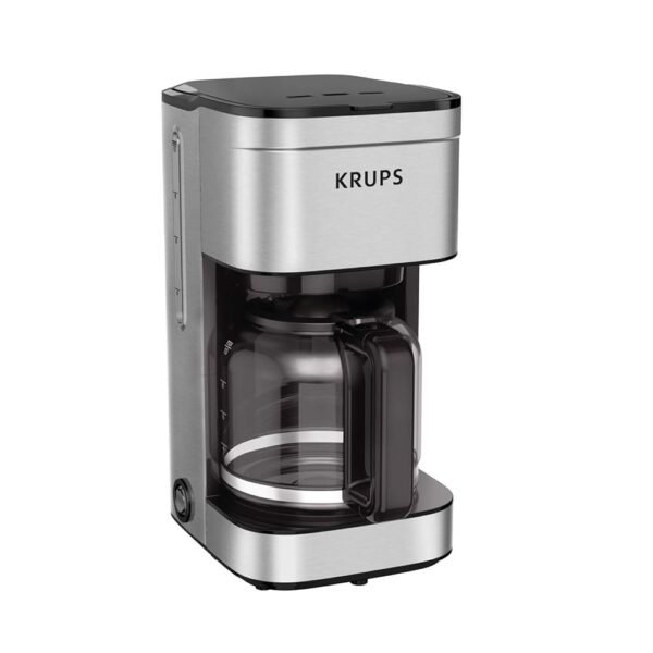 KRUPS Coffee Maker 10 Cups Simply Brew Stainless Steel Drip Coffee Maker, 900 Watts Coffee Filter, Drip Free, Dishwasher Safe Pot Silver and Black KRUPS Coffee Maker 10 Cups Simply Brew Stainless Steel Drip Coffee Maker, 900 Watts Coffee Filter, Drip Free, Dishwasher Safe Pot Silver and Black