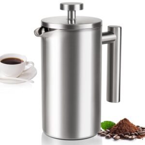 12 OZ French Press Coffee Maker, Sturdy Insulated Full Stainless Steel Coffee Press, Mini Small Camping French Presses Maker, 1-2 Cup Teapot for Kitchen Travel Elegant Silver 350ml 12 OZ French Press Coffee Maker, Sturdy Insulated Full Stainless Steel Coffee Press, Mini Small Camping French Presses Maker, 1-2 Cup Teapot for Kitchen Travel Elegant Silver 350ml