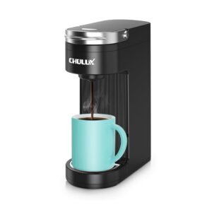 CHULUX Slim Single Serve Coffee Maker for K Cup, Mini Travel One Cup Coffee Machine for Home, Desk, Kitchen and Bedroom, Fits Travel Mug, Matte Black