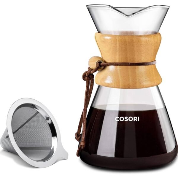 COSORI Pour Over Coffee Maker with Double Layer Stainless Steel Filter, 8-Cup, 34oz, Drip Coffee Maker, Coffee Dripper Brewer, High Heat Resistant Carafe, also for Camping, Hiking COSORI Pour Over Coffee Maker with Double Layer Stainless Steel Filter, 8-Cup, 34oz, Drip Coffee Maker, Coffee Dripper Brewer, High Heat Resistant Carafe, also for Camping, Hiking