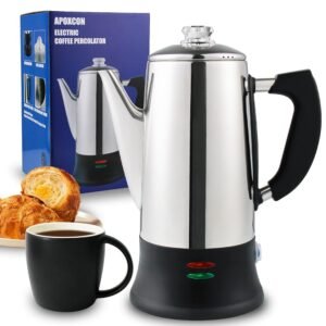 Electric Coffee Percolator ETL Approved 12 Cup Stainless Steel Coffee Maker with Heat Resistant Tough Glass Knob Automatic Keep Warm & Cordless Serving Classic Coffee Pot with... Electric Coffee Percolator ETL Approved 12 Cup Stainless Steel Coffee Maker with Heat Resistant Tough Glass Knob Automatic Keep Warm & Cordless Serving Classic Coffee Pot with...