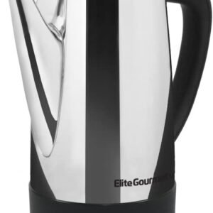 Elite Gourmet EC812 Electric 12-Cup Coffee Percolator with Keep Warm, Clear Brew Progress Knob Cool-Touch Handle Cord-less Serve, Stainless Steel
