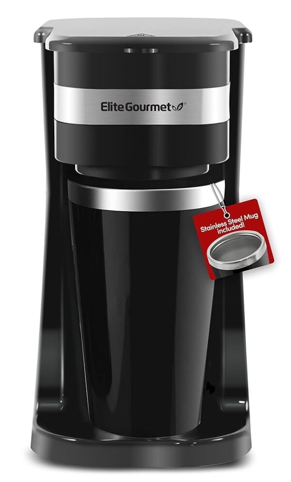 Elite Gourmet EHC114 Personal Single-Serve Compact Coffee Maker Brewer Includes 14Oz. Thermal Travel Mug with Stainless Steel Interior, Compatible with Coffee Grounds, Reusable... Elite Gourmet EHC114 Personal Single-Serve Compact Coffee Maker Brewer Includes 14Oz. Thermal Travel Mug with Stainless Steel Interior, Compatible with Coffee Grounds, Reusable...