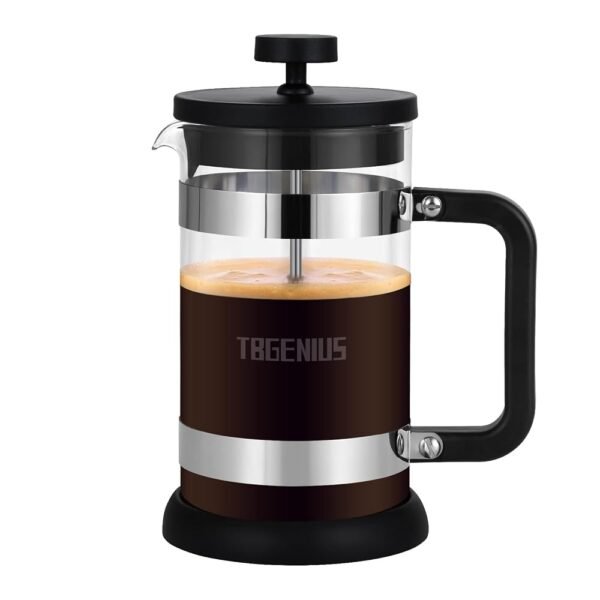 French Press Coffee Maker 21 oz, Cold Brew Heat Resistant Thickened Borosilicate Coffee Pot, Coffee Presses 600 ml, Tea and Frothed Milk Press (Black，21Ounce)
