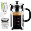 French Press Coffee Maker 304 Stainless Steel Coffee Press,with 4 Filters System, Heat Resistant Thickness Borosilicate French Press Glass, BPA-Free Brewed Tea Pot Coffee...