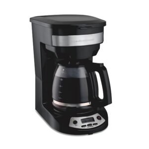 Hamilton Beach 12 Cup Programmable Drip Coffee Maker, Brew Options, Glass Carafe (46299), Black with Stainless Accents