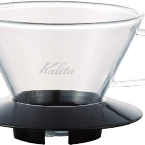 Kalita Wave Pour Over Coffee Dripper, Size 185​, Makes 16-26oz, Single Cup Maker, Heat-Resistant Glass, Patented & Portable,black