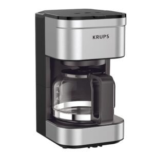 KRUPS Simply Brew Compact 5 Cup Coffee Maker: Stainless Steel Design, Pause & Brew, Keep Warm, Reusable Filter, Drip-Free Carafe