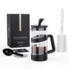 RAINBEAN Mini French Press Coffee Maker 12 oz, Heat Cold Coffee Brewer Camping Coffee Press Pot, Small French Press and Coffee Presses 350 ml, Tea and Frothed Milk Press (Black,...