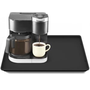 Silicone Coffee Maker Mat with Lip, 19.7'' x 15'' Heavy Duty Coffee Maker Mat for Countertops, Coffee Tray Fit Under Coffee Machine Appliance Automatic Machines Espresso...