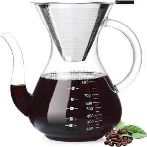 Unbreakable - Pour Over Coffee Maker with Double Stainless Filter 34 fl oz, Thickened Heat-Resistant Borosilicate Glass Pour Over Coffee Dripper, Stovetop Safe Unbreakable - Pour Over Coffee Maker with Double Stainless Filter 34 fl oz, Thickened Heat-Resistant Borosilicate Glass Pour Over Coffee Dripper, Stovetop Safe