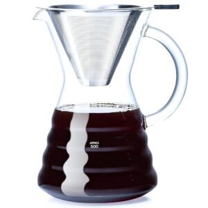 Unbreakable - Pour Over Coffee Maker with Permanent Stainless Filter 32 fl oz, Thickened Heat-Resistant Borosilicate Glass Dripper Coffee Brewer, Stovetop Safe Unbreakable - Pour Over Coffee Maker with Permanent Stainless Filter 32 fl oz, Thickened Heat-Resistant Borosilicate Glass Dripper Coffee Brewer, Stovetop Safe